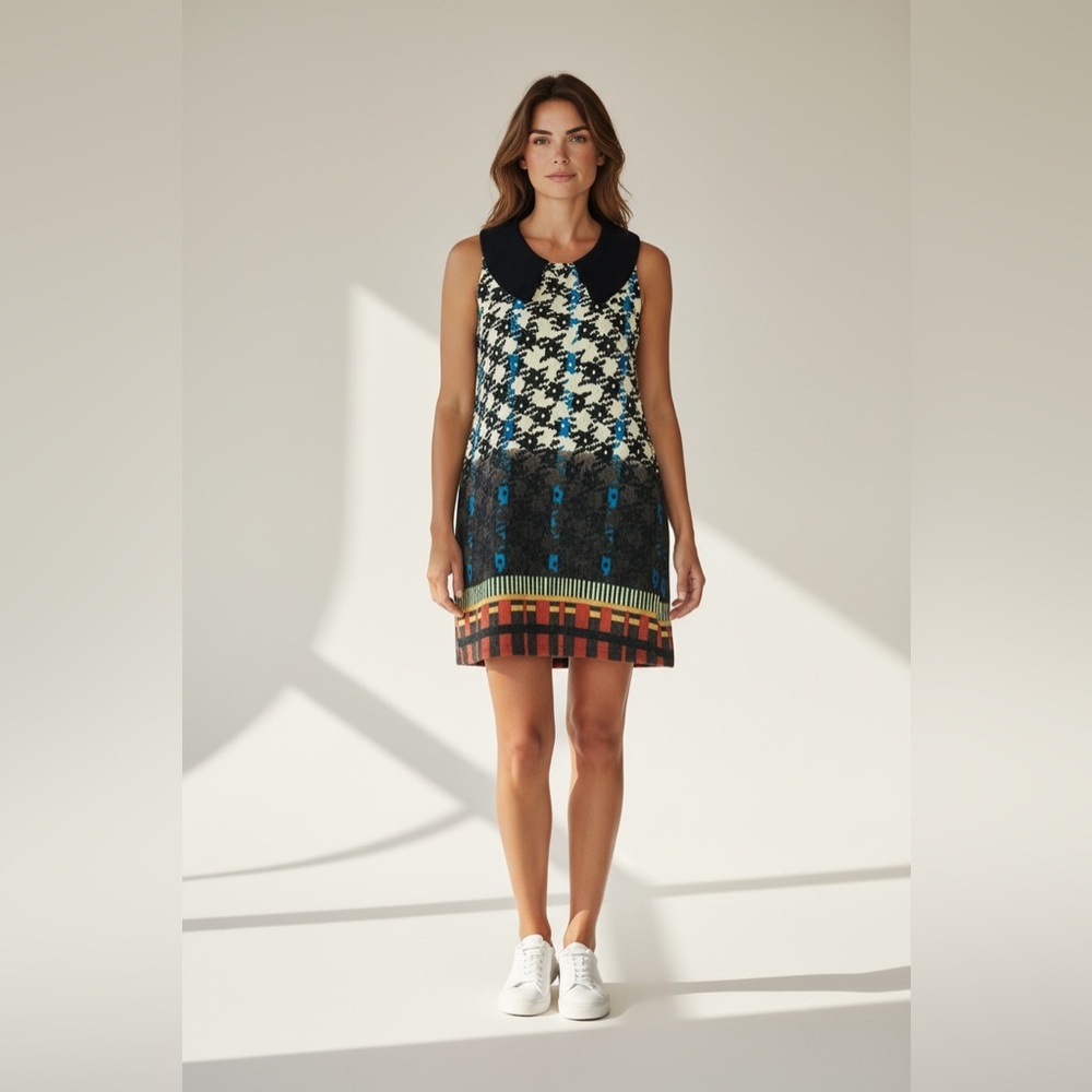 Chic Multicolor Patterned Mini Dress Size Xl Mode… - image 1